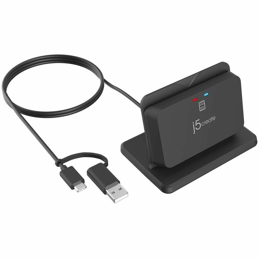 j5create JUR261-N Contact Smart Card Reader - Black - Banking, Government - TAA Compliant