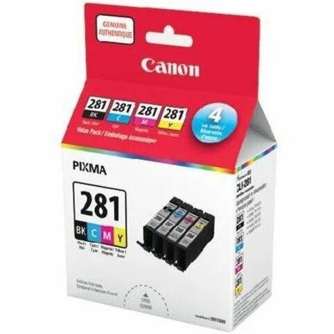 Canon CLI-281 Original High Yield Inkjet Ink Cartridge - Value Pack - Tri-color - 4 Pack