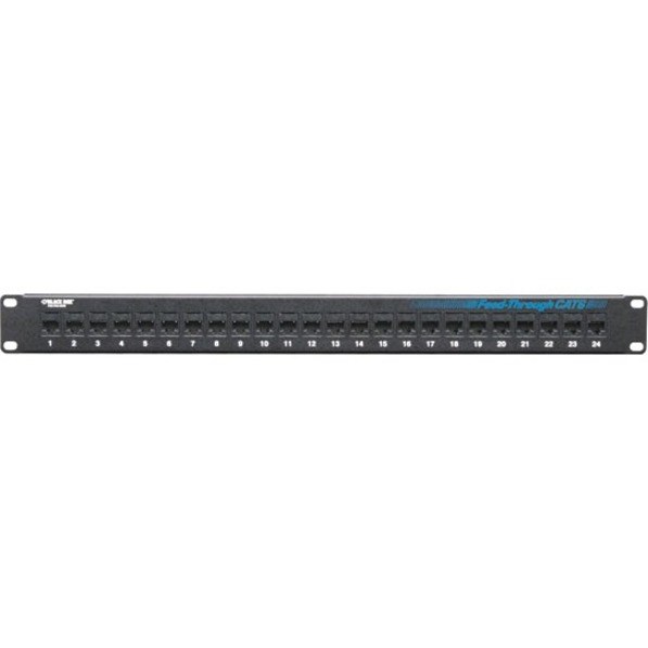 Black Box CAT6 Patch Panel - Feed-Through, 1U, Unshielded, 24-Port