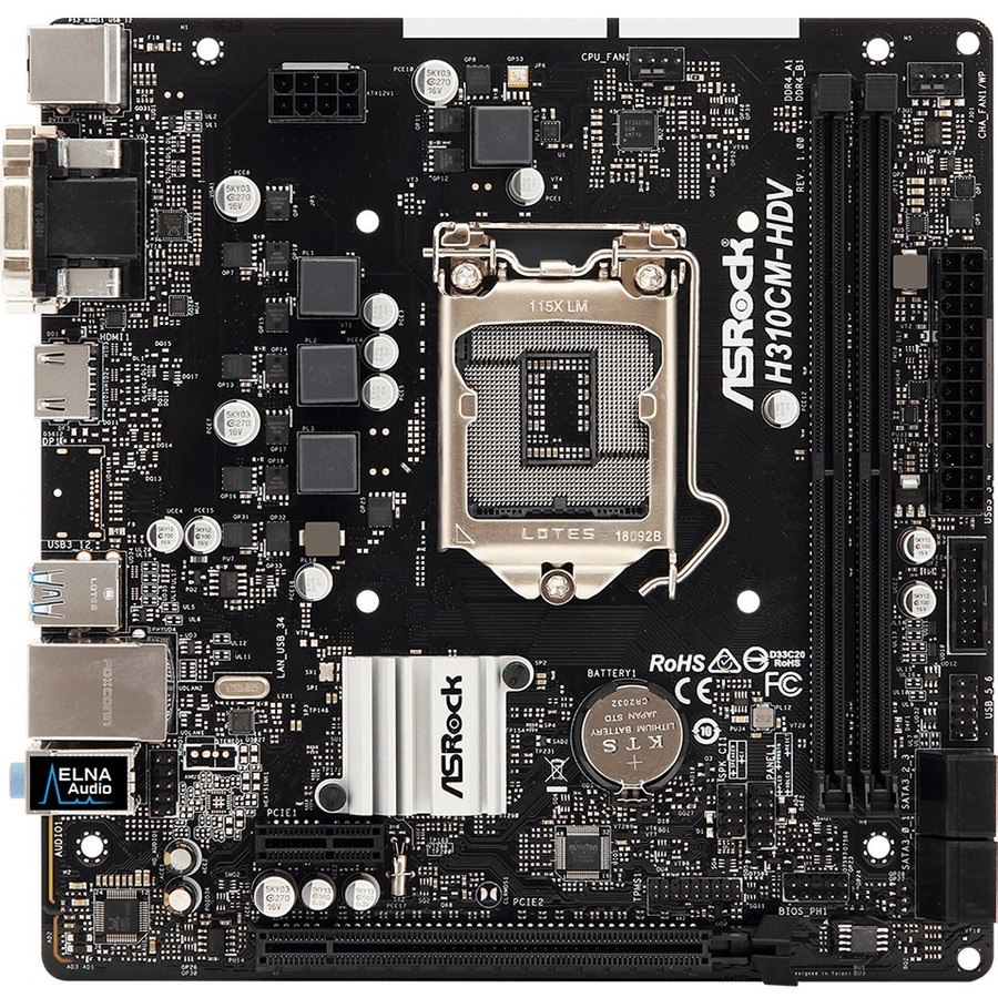 ASRock H310CM-HDV Desktop Motherboard - Intel H310 Chipset - Socket H4 LGA-1151 - Micro ATX