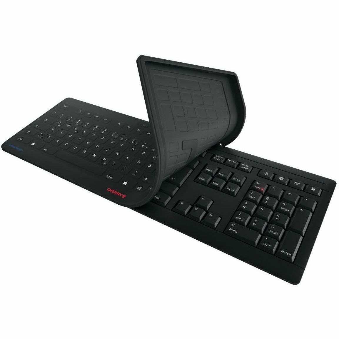 CHERRY STREAM PROTECT Keyboard - Wireless Connectivity - USB Interface - German - AZERTY Layout - Black