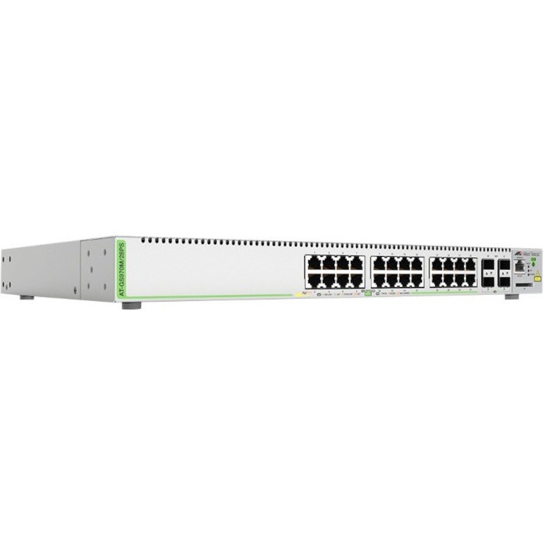 Allied Telesis CentreCOM GS970M GS970M/28PS 24 Ports Manageable Layer 3 Switch - Gigabit Ethernet - 10/100/1000Base-T, 100/1000Base-X