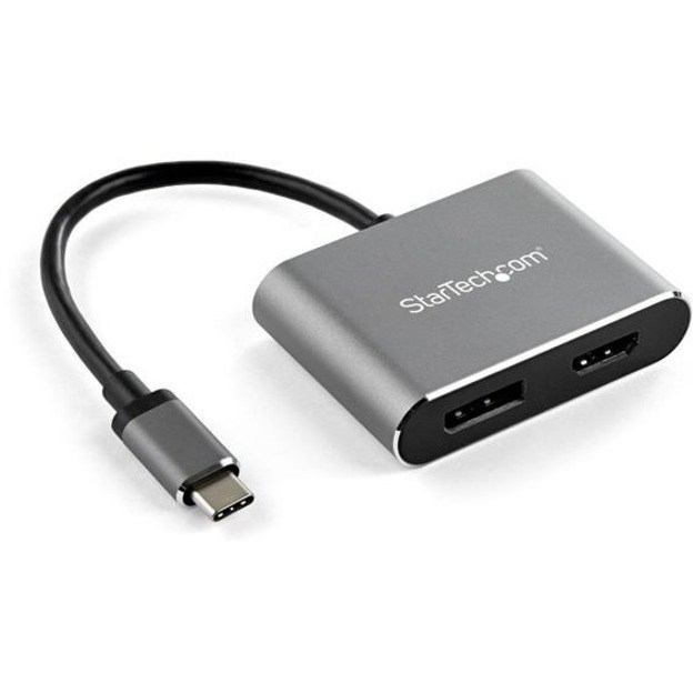 StarTech.com USB C Multiport Video Adapter - 4K 60Hz USB-C to HDMI 2.0 or DisplayPort 1.2 Monitor Adapter - HBR2 HDR - USB Type-C 2-in-1