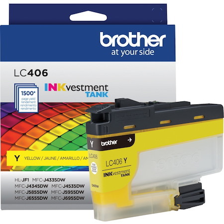 Brother INKvestment LC406Y Original Standard Yield Inkjet Ink Cartridge - Single Pack - Yellow - 1 Each