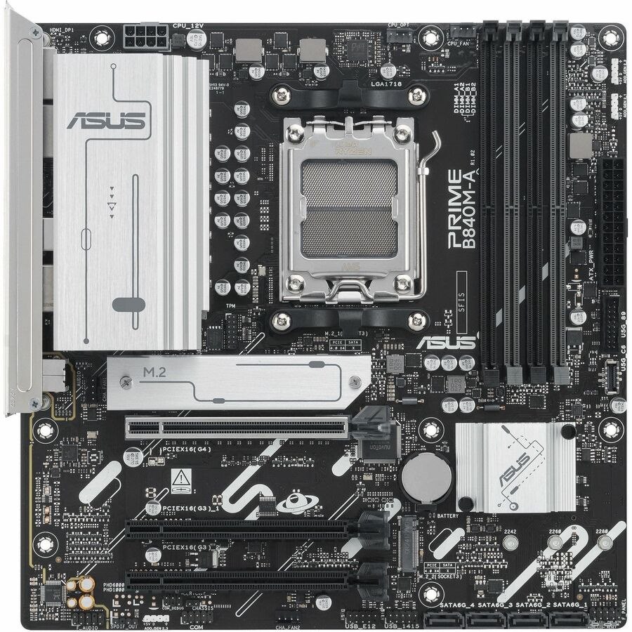 Asus Prime B840M-A-CSM Gaming Desktop Motherboard - AMD B840 Chipset - Socket AM5 - Micro ATX
