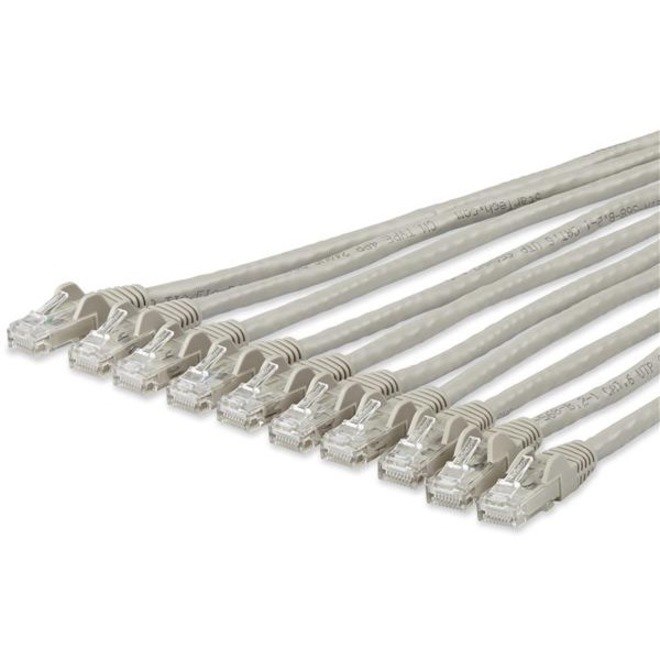 StarTech.com 3 ft. CAT6 Ethernet Cable - 10 Pack - ETL Verified - Gray CAT6 Patch Cord - Snagless RJ45 Connectors - 24 AWG - UTP