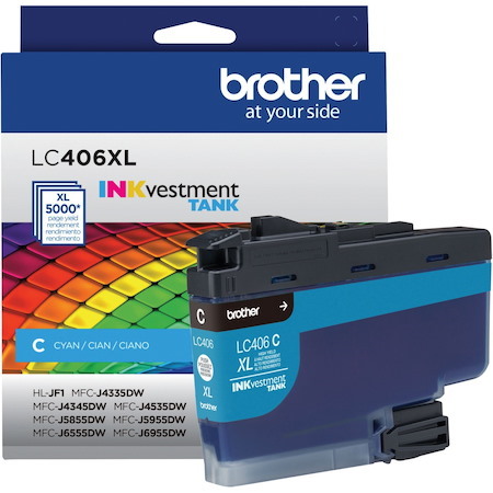 Brother INKvestment LC406XLC Original High Yield Inkjet Ink Cartridge - Single Pack - Cyan - 1 Each