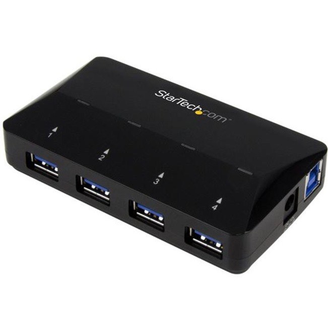 StarTech.com 4-Port USB 3.0 Hub plus Dedicated Charging Port - 5Gbps - 1 x 2.4A Port - Desktop USB Hub and Fast-Charging Station