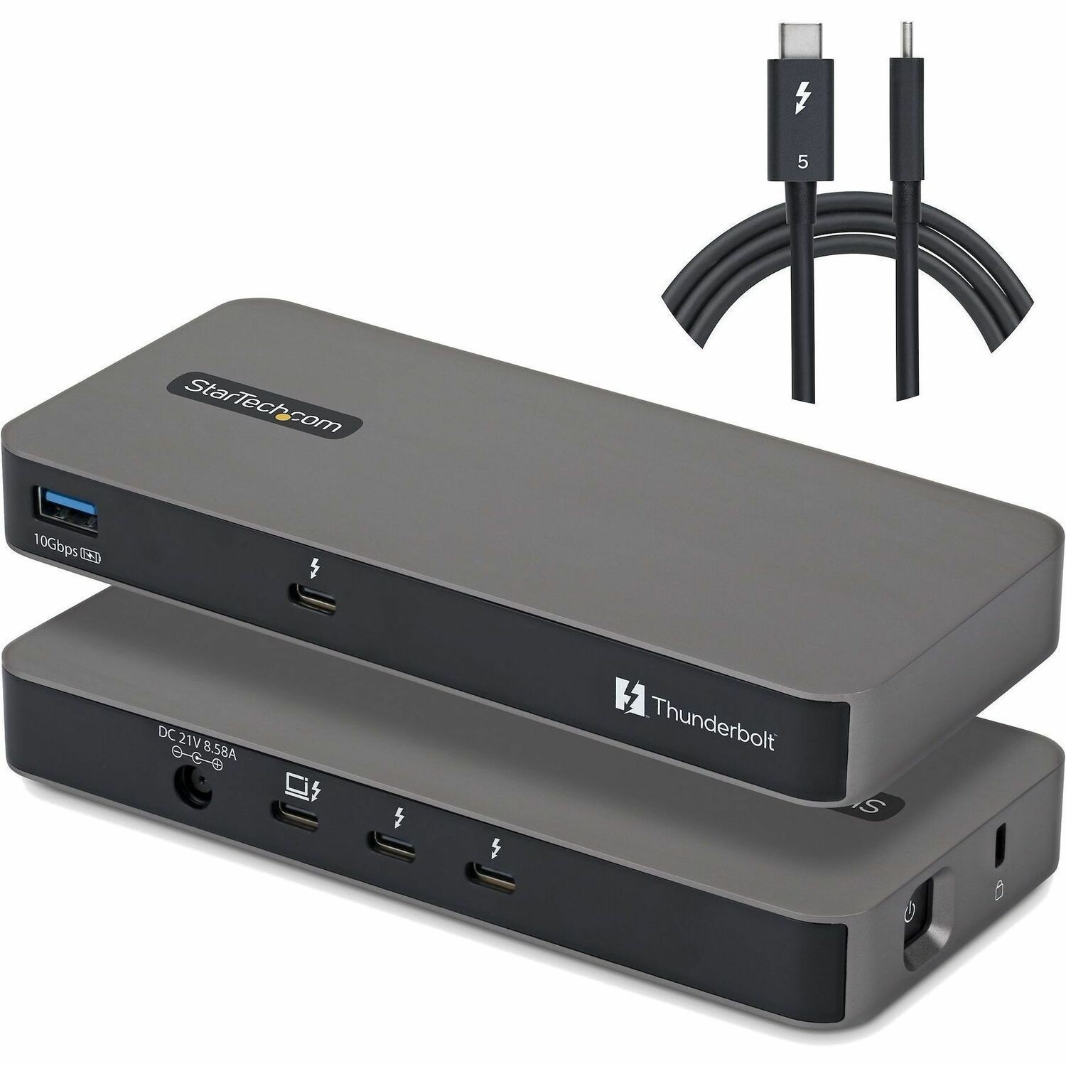 StarTech.com 4-Port Thunderbolt™ 5 Hub met Thunderbolt™ Share KVM, 80/120Gbps, 8K Multi-Display, 140W PD, USB-A 10Gbps, TB4 & USB4