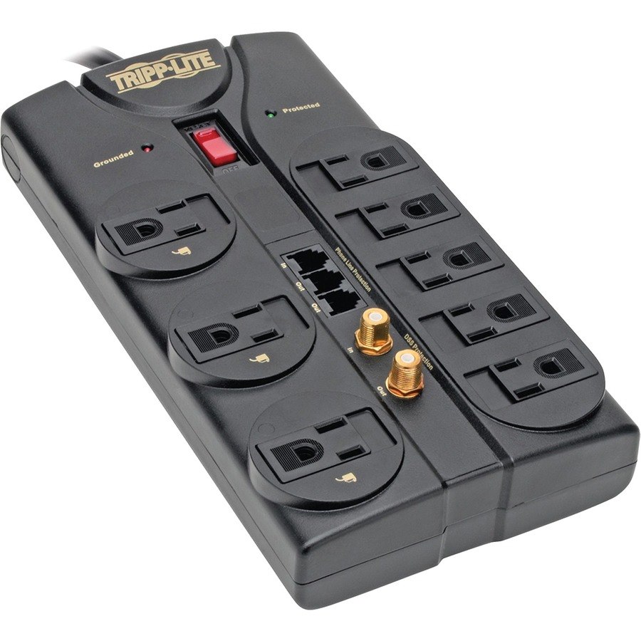 Tripp Lite by Eaton Protect It! 8-Outlet Surge Protector, 8 ft. (2.43 m) Cord, 2160 Joules, Tel/Fax/Modem/Coax Protection, RJ11