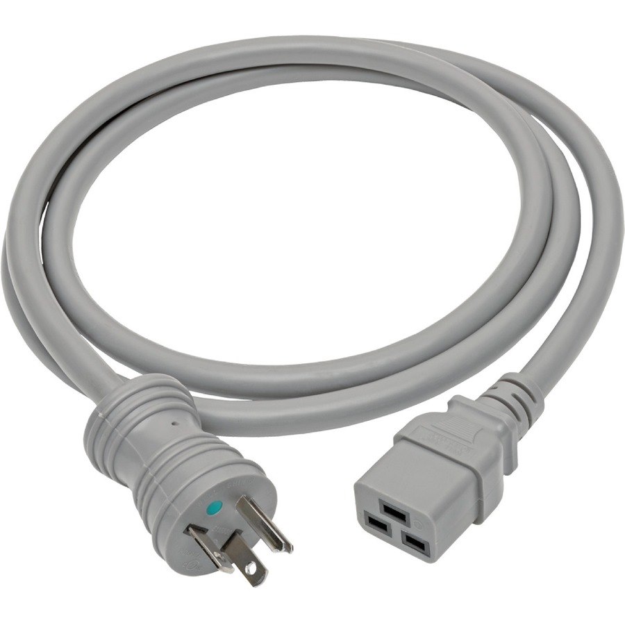 Eaton Tripp Lite Series Hospital-Grade Power Cord, NEMA 5-20P to C19 - Heavy-Duty, Green Dot, 20A, 125V, 12 AWG, 6 ft. (1.83 m), Gray