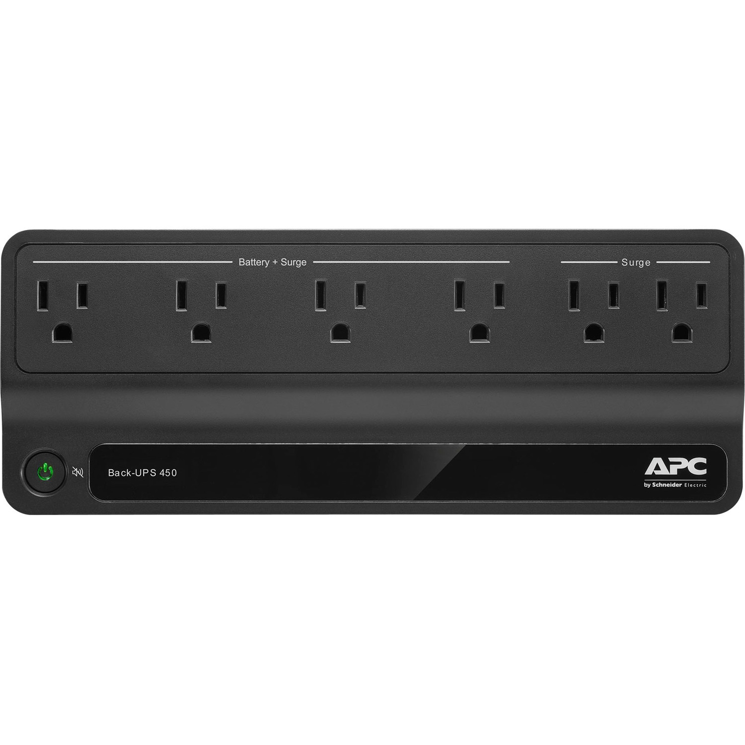 APC Back-UPS 450VA, 120V, 6 NEMA outlets (2 surge), Battery is not user replaceable