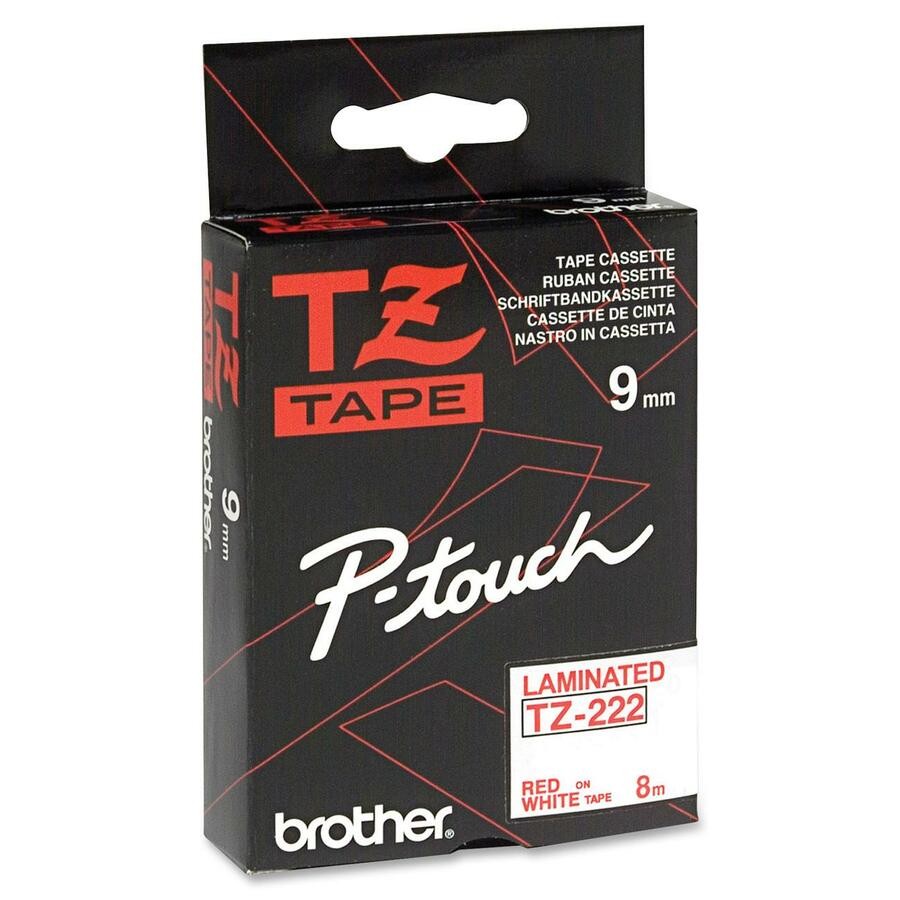 Brother TZE-222 - 9MM RED ON WHITE TZE TAPE