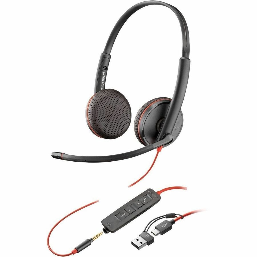 Poly Blackwire 3225 Wired On-ear Stereo Headset - Black