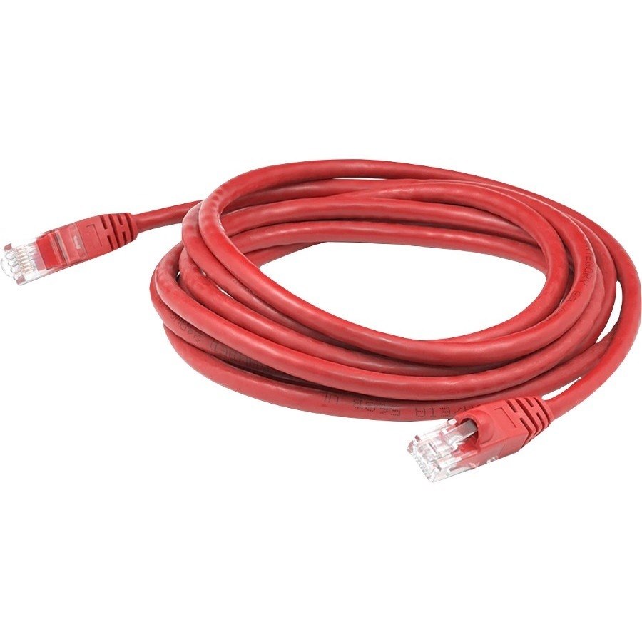 AddOn 15ft Red CAT 5E PVC Ethernet Cable Snagless Easy Clear Boot TAA RJ-45 M/M