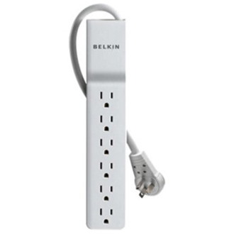 Belkin 6-Outlet Surge Protector - 6ft Cord - Rotating Plug - 600 Joules - Black