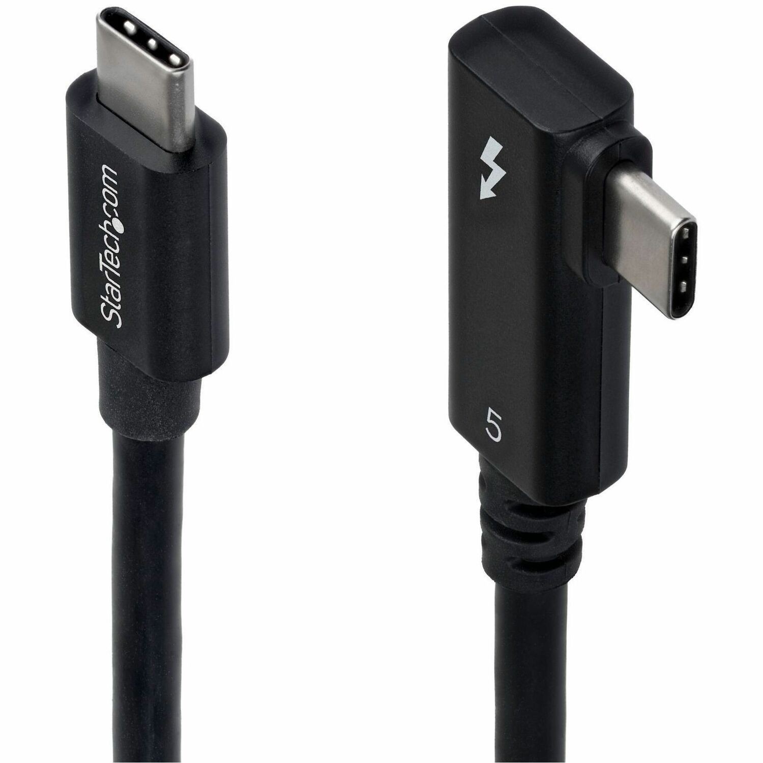StarTech 2.6ft (80cm) Right Angle Thunderbolt 5 Cable, 80Gbps/120Gbps, 240W PD, 8K 60Hz, Certified Thunderbolt Cable