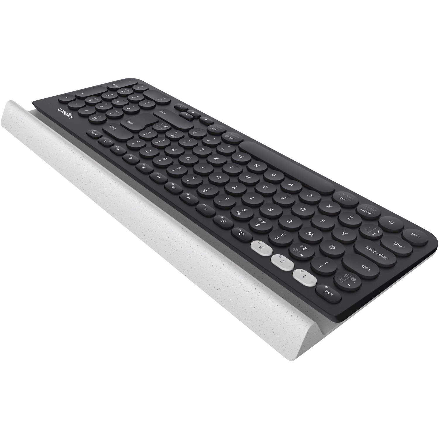 Logitech K780 Keyboard - Wireless Connectivity - USB Interface - QWERTY Layout - White, Dark Grey