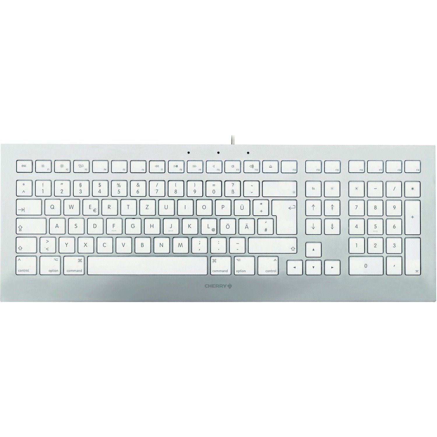 CHERRY STRAIT 3.0 Keyboard - Cable Connectivity - USB Interface - German - Silver/White
