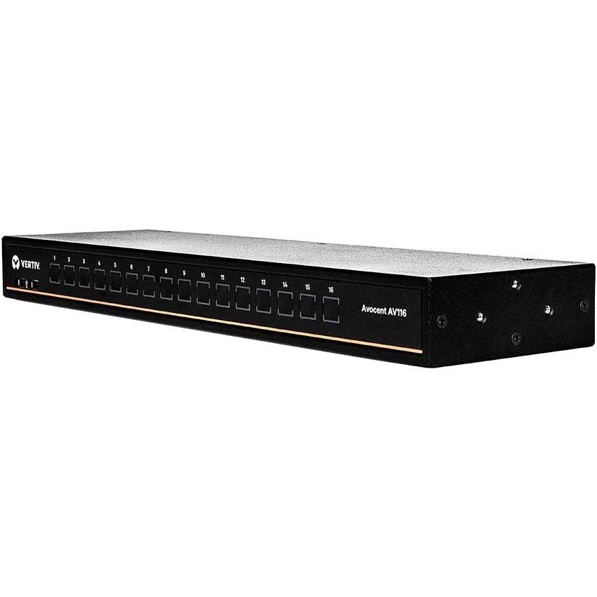 Vertiv Avocent AV116 KVM Switch | 16 port | Rackmount | Desktop | Single-User | USB | OSD | Touch Button | Hotkey | Cascade | Internal Power Supply