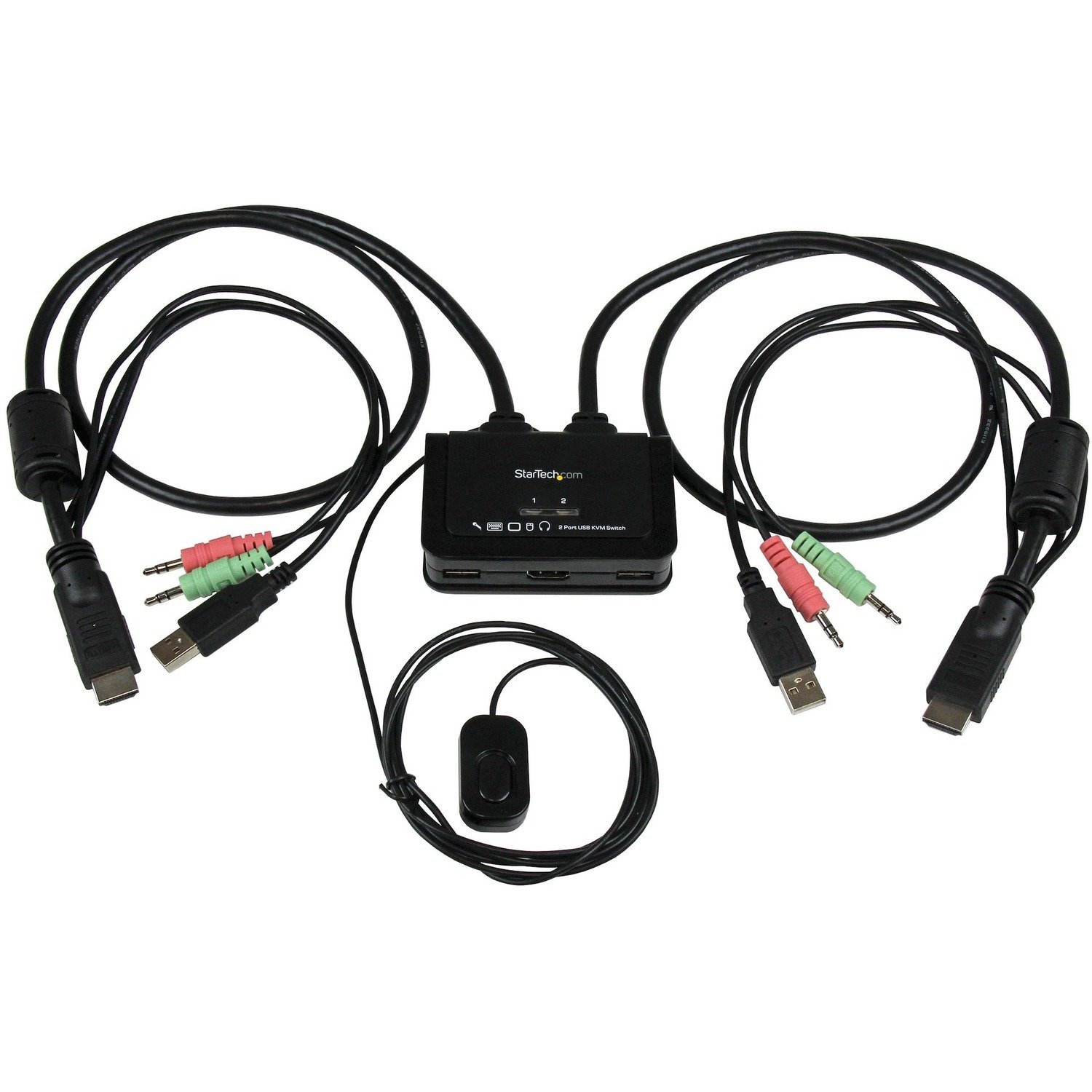 StarTech.com 2 Port USB HDMI Cable KVM Switch with Audio and Remote Switch - USB Powered