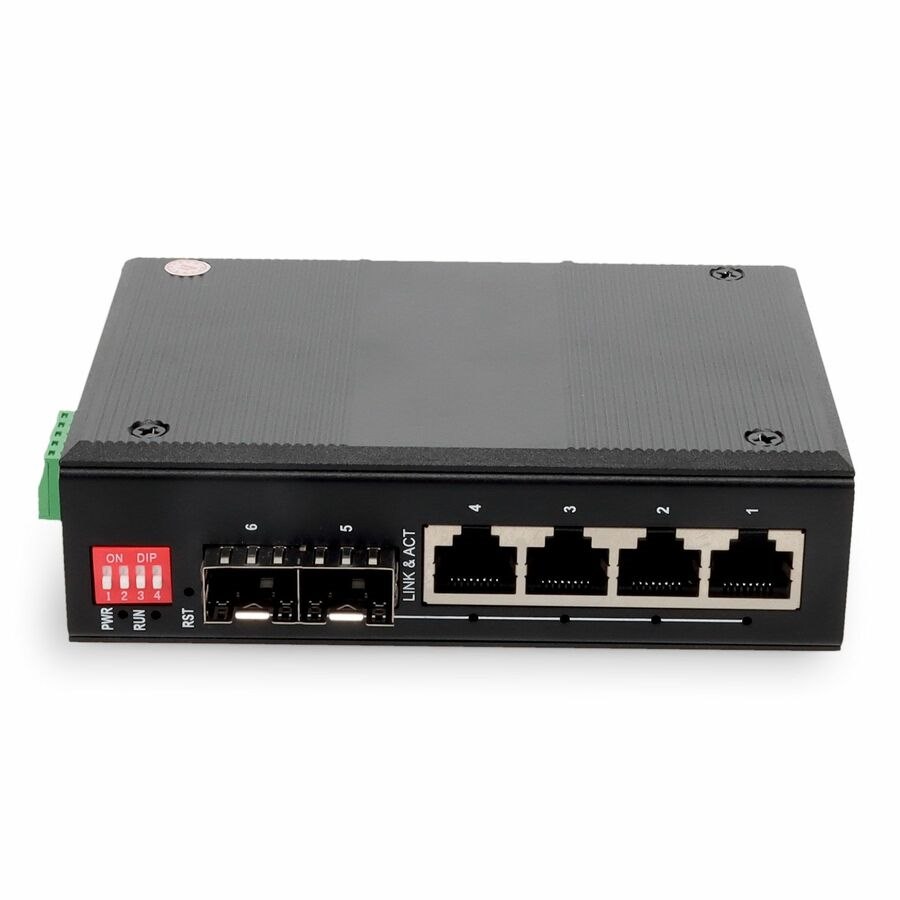 AddOn Industrial Managed 10/100/1000Base-TX(RJ-45) x4 to 2 Open SFP Port Media Converter