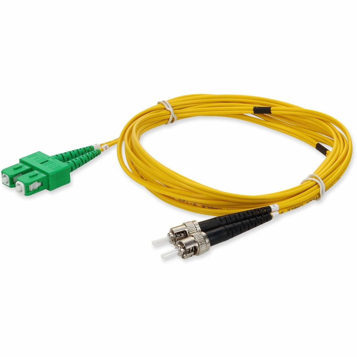 AddOn 10m ASC to ST Yellow OS2 Duplex OFNR (Riser-Rated) SMF Fiber Patch Cable