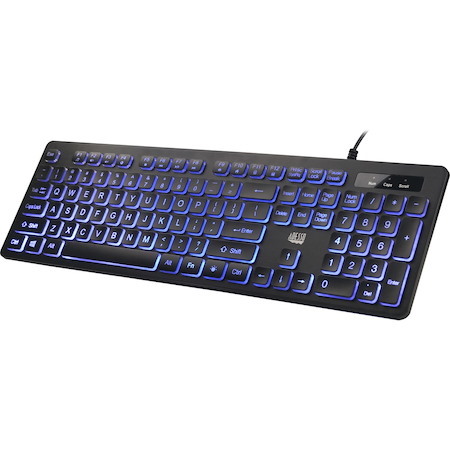 Adesso AKB-139EB Keyboard - Cable Connectivity - USB Interface - LED - English (US) - Black