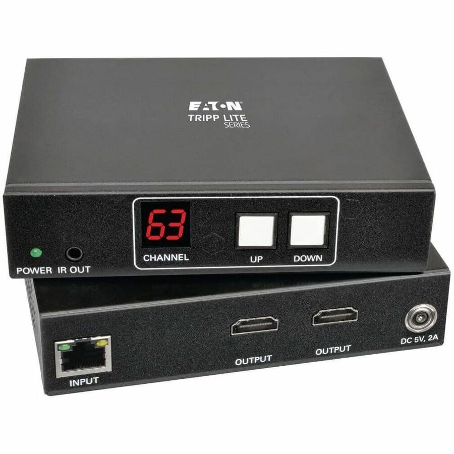 Eaton Tripp Lite Series HDMI over IP Extender Kit with Built-in 2-Port Splitter, RS-232 Serial and IR Control, 1080p 60 Hz, 328 ft. (100 m), TAA