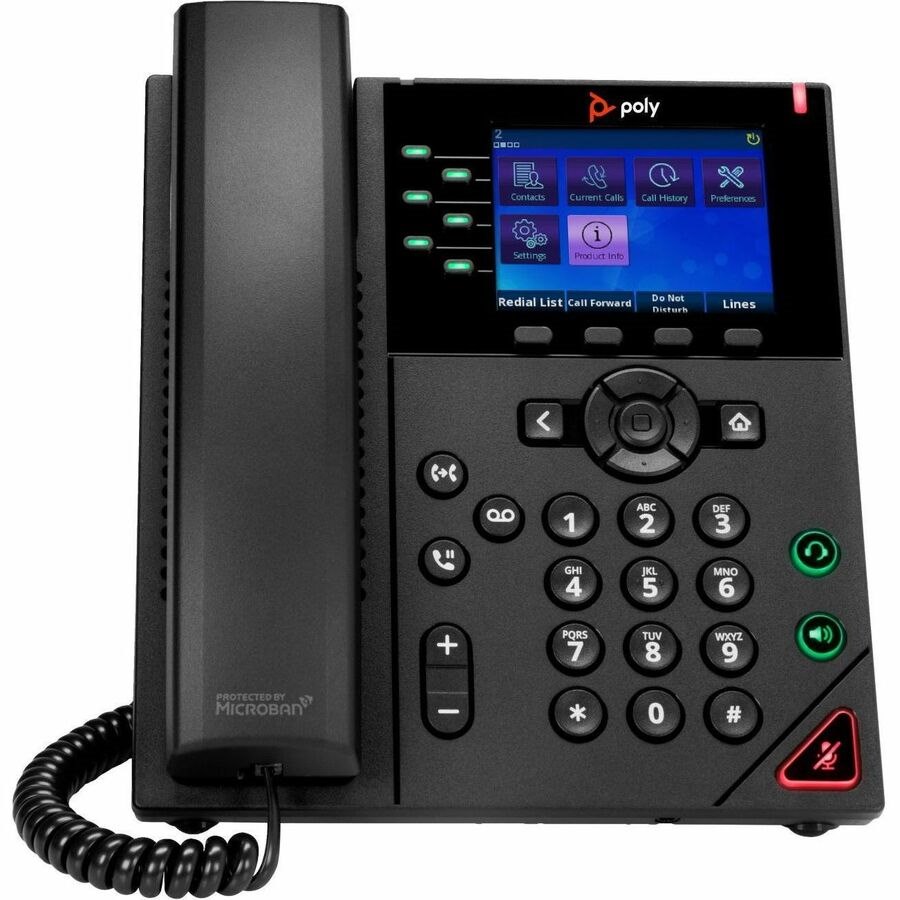 Poly OBI VVX 350 IP Phone - Corded - Corded - Desktop, Wall Mountable - Black - TAA Compliant