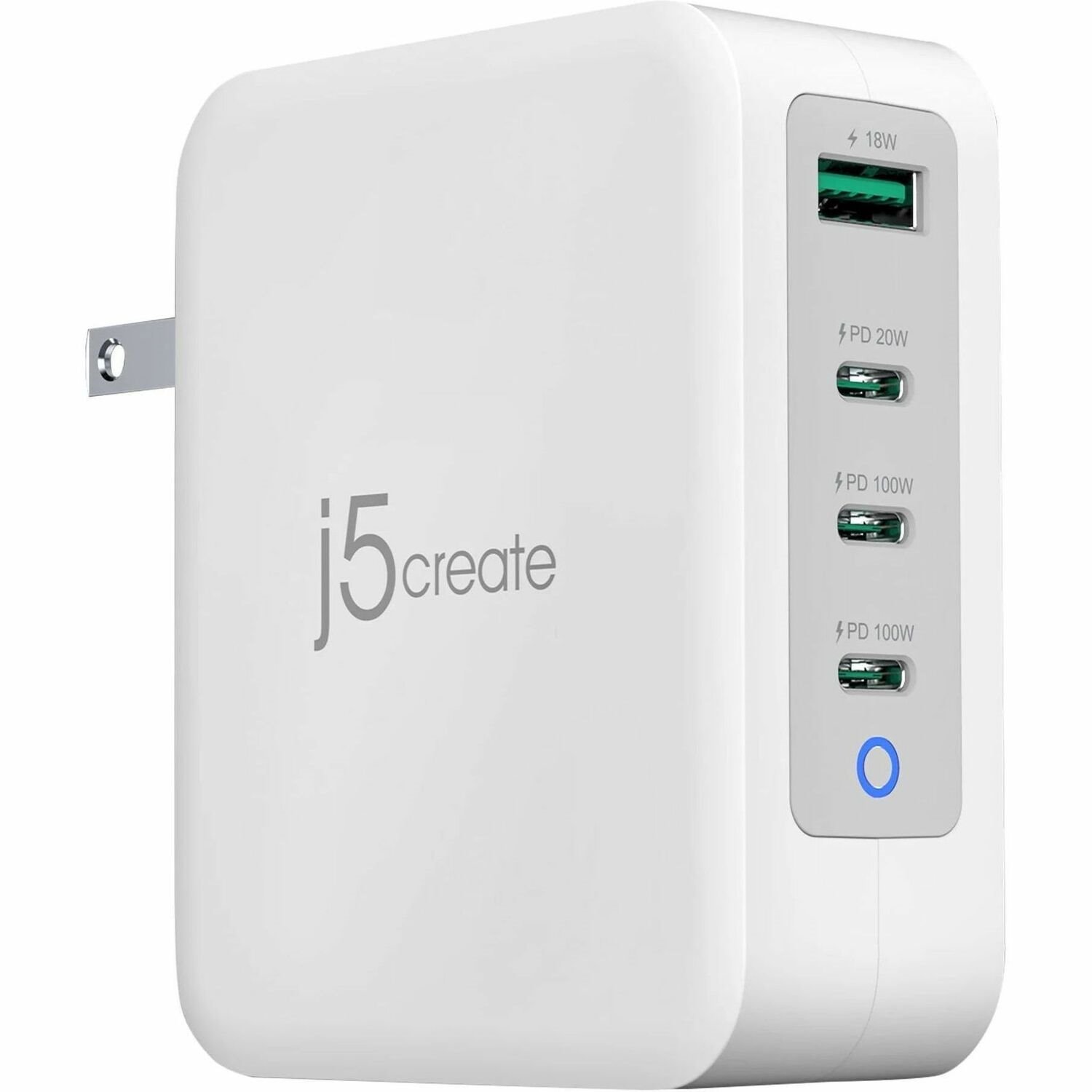 J5create Jup43130 130W GaN Usb-C 4-Port Charger - (Usb-C PDx 3, Usb-A X 1 With Auto Balance Output) - Charge Your Phones, Tablets, Or Laptops