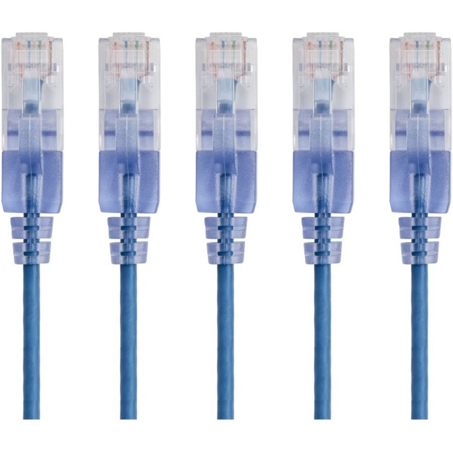 Monoprice 5-Pack, SlimRun Cat6A Ethernet Network Patch Cable, 5ft Blue