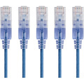 Monoprice 5-Pack, SlimRun Cat6A Ethernet Network Patch Cable, 5ft Blue