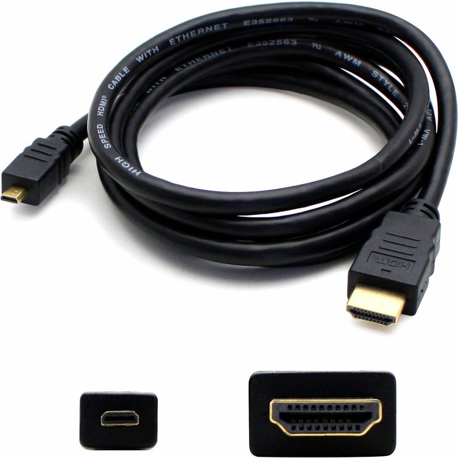 AddOn 3ft HDMI 1.4 Male to Micro-HDMI 1.4 Male Black Cable For Resolution Up to 4096x2160 (DCI 4K)