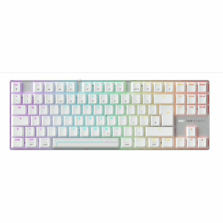 CHERRY XTRFY G8E-3885 Gaming Keyboard - Tenkeyless - Wired/Wireless Connectivity - USB Interface - RGB LED - English (UK) - White