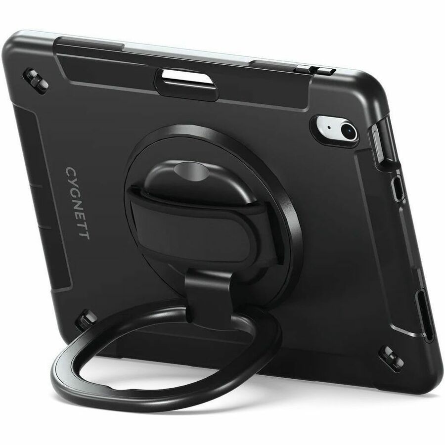 Cygnett GripStand Apple iPad (10.9') (10TH Gen) Case -Black,Built-in Screen Protector,360° Rotating Stand,Shoulder Strap,Pen Holder,2 Years Warranty