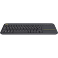 Logitech K400 Plus Keyboard - Wireless Connectivity - USB Interface - TouchPad - German - QWERTY Layout - Black