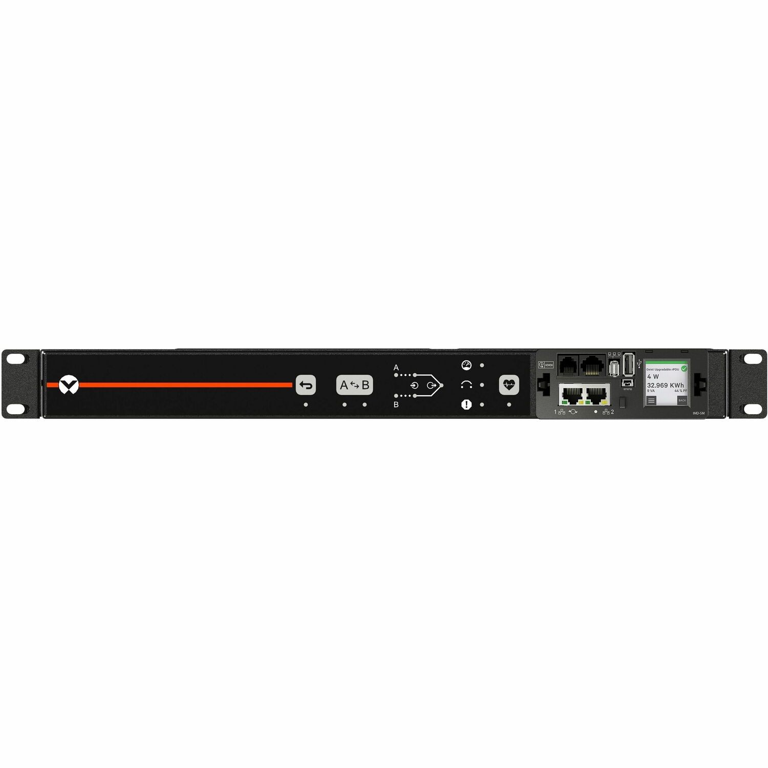 Die Rack-Transferschalter-PDU von Vertiv Geist mit IMD der n�chsten Generation - 1 HE | 16 A/20 A | 120 V/208 V/230 V | 1,9 kW/3,3 kW/3,6 kW | 12 C13/C19-Kombinationssteckdosen | 2 C20 | VA4U21A0