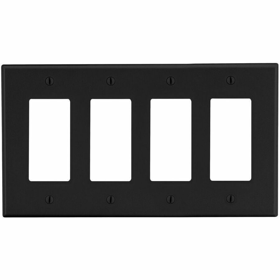 Bryant Wallplate, 4-Gang, 4) Decorator, Black