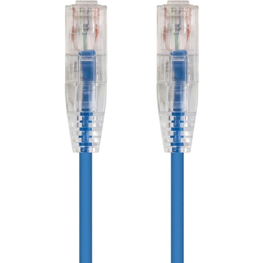 Monoprice SlimRun Cat6 28AWG UTP Ethernet Network Cable, 1ft Blue
