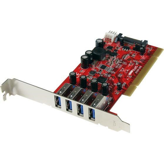 StarTech.com 4 Port PCI SuperSpeed USB 3.0 Adapter Card with SATA/SP4 Power - 5Gbps