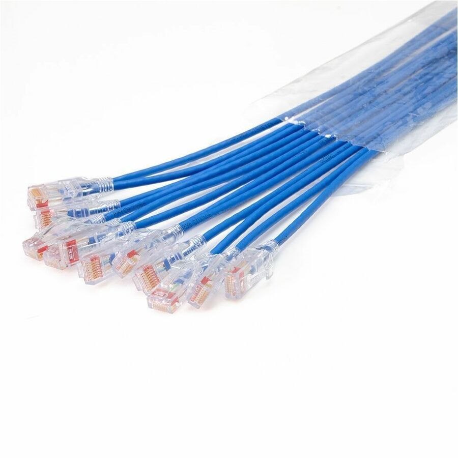 Ortronics EZ Patch Flat Pack Reduced Diameter CAT6 9ft, 24 Pack, Blue