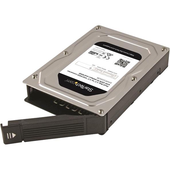 StarTech.com Dual-Bay 2.5in to 3.5in SATA Hard Drive Adapter Enclosure with RAID - Supports SATA III & RAID 0, 1, Spanning, JBOD Aluminum