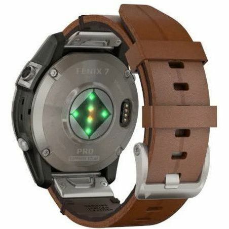 Garmin fēnix 7 Pro Smart Watch - Titanium Case Color - Chestnut Band Color - Titanium Body Material - Fiber Reinforced Polymer, Titanium Case Material - Leather Band Material - Wireless LAN