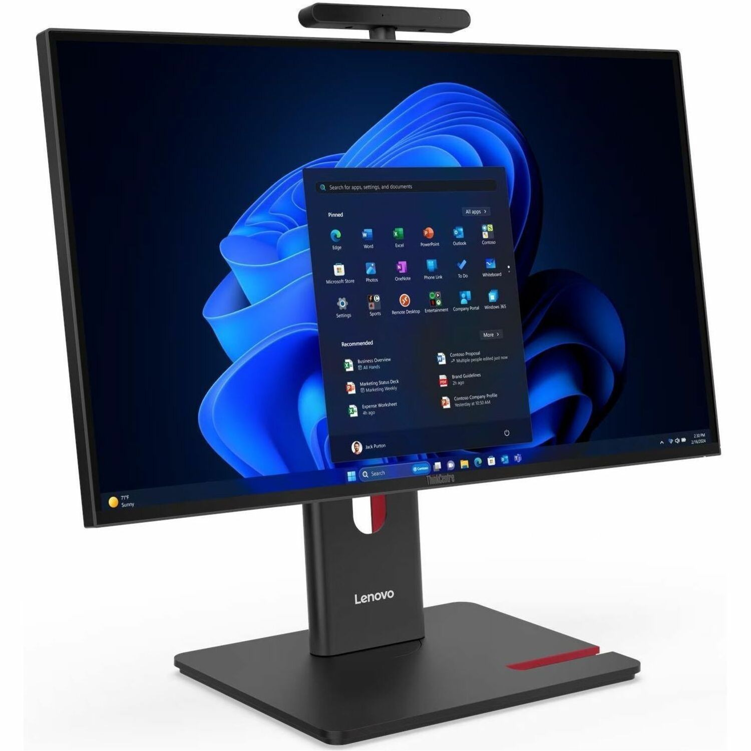 All-in-One-PC Lenovo ThinkCentre M90a Gen 6 13AT002MGE - Intel Core Ultra 7 Serie 2 265 - vPro-Technologie - 16 GB - 512 GB PCI Express NVMe 4.0 x4 SSD - 60,5 cm (23,8 Zoll) Full HD - Desktop - Schwarz