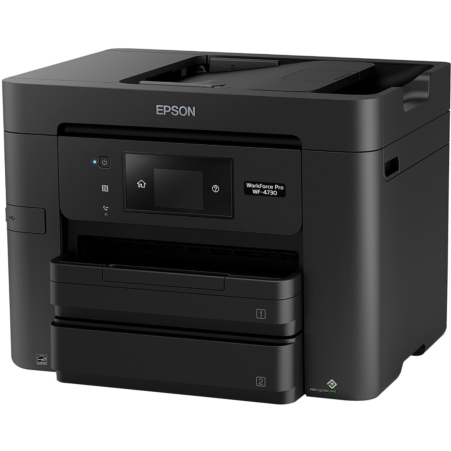Epson WorkForce Pro WF-4730 Wireless Inkjet Multifunction Printer-Color-Copier/Fax/Scanner-4800x1200 Print-Automatic Duplex Print-30000 Pages Monthly-500 sheets Input-Color Scanner-1200 Optical Scan- Ethernet-Wireless LAN-Apple AirPrint