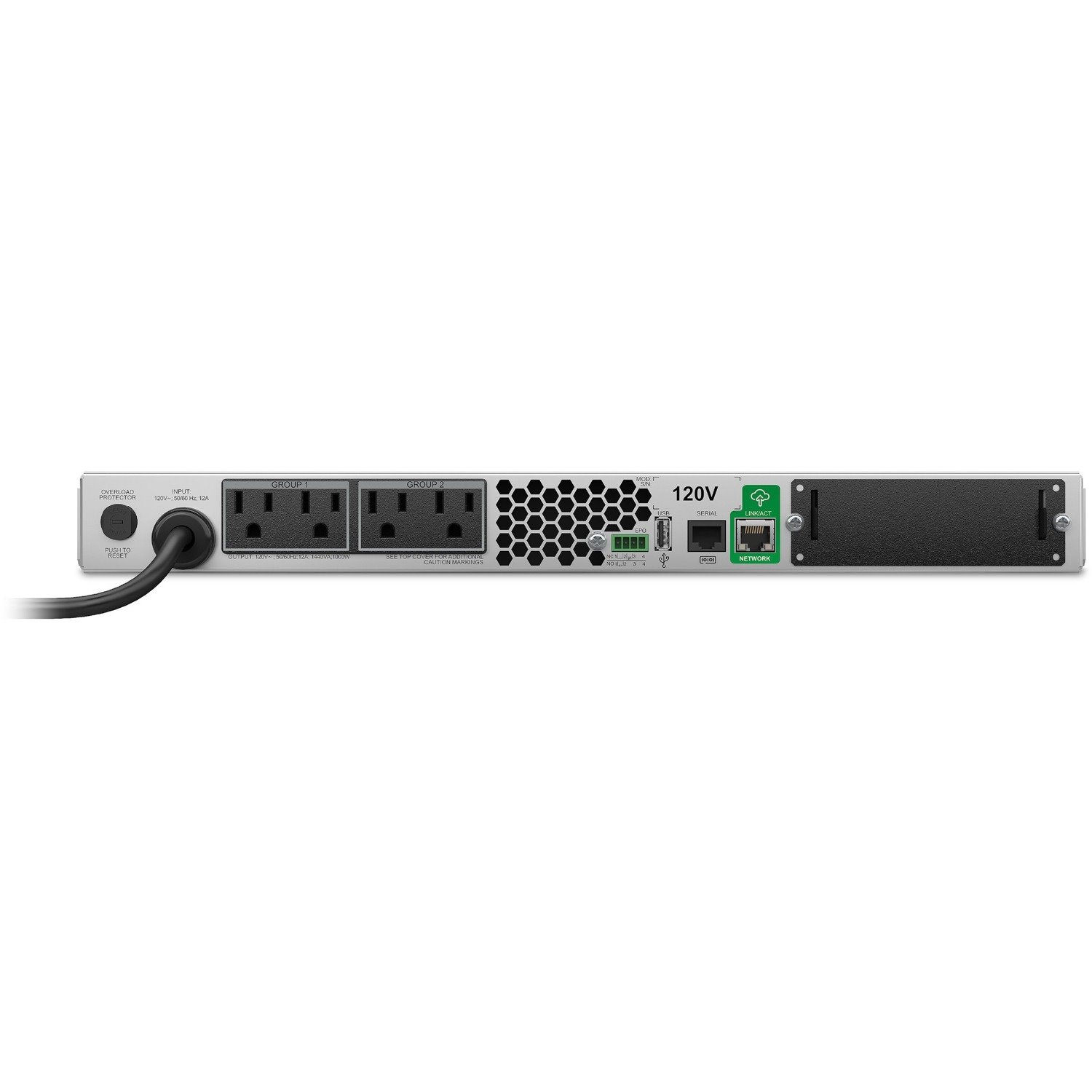 APC Smart-UPS, Line Interactive, 1500VA, Rackmount 1U, 120V, 4x NEMA 5-15R outlets, SmartConnect Port+SmartSlot, AVR, LCD