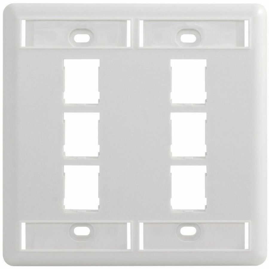 Ortronics HDJ 6 Port Double Gang Faceplate, With Label Field, Cloud White