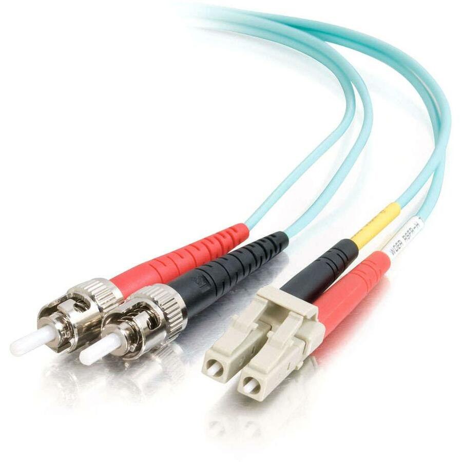 C2G 3m LC-ST 10Gb 50/125 OM3 Duplex Multimode PVC Fiber Optic Cable - Aqua