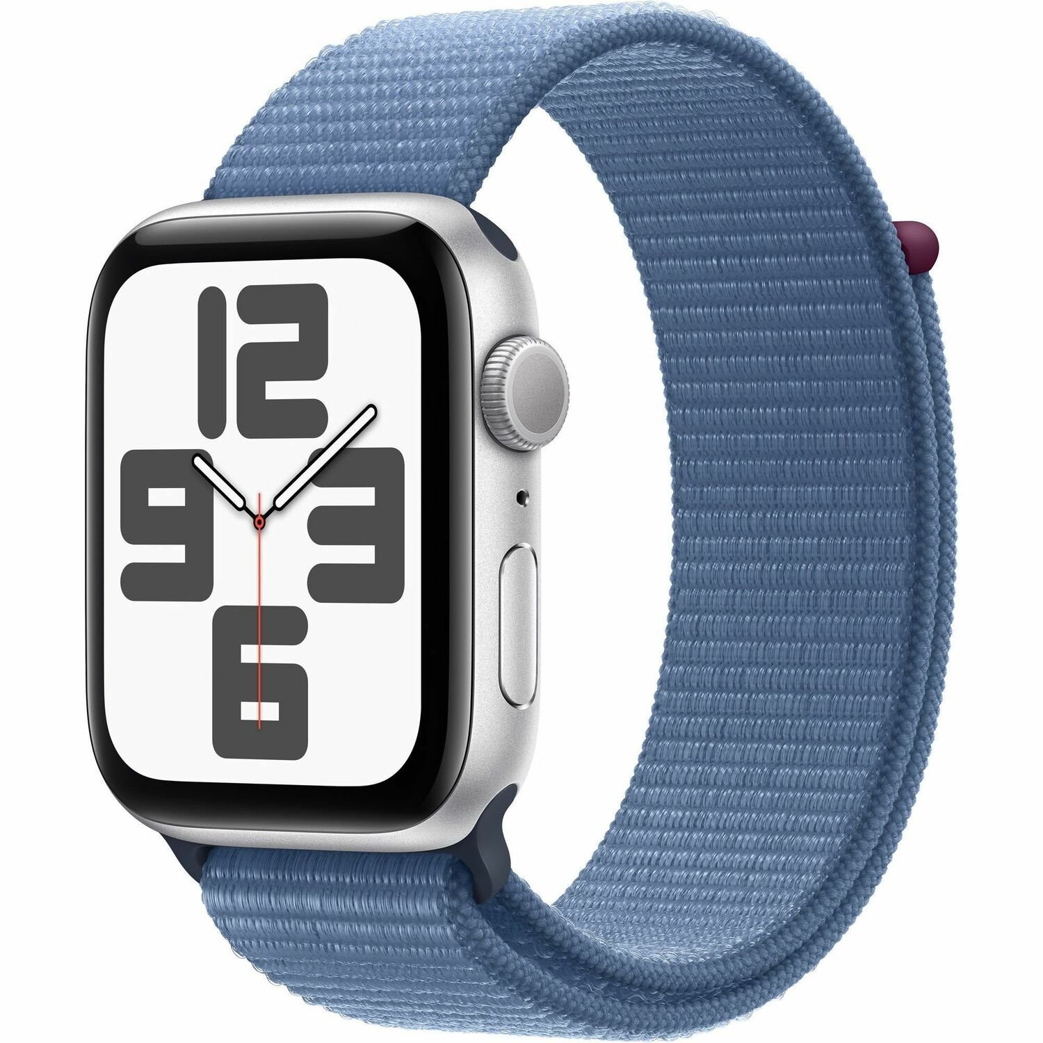 Apple Watch SE Smart Watch - 44 mm Case Height - 38 mm Case Width - Silver Case Color - Winter Blue Band Color - Glass Body Material - Aluminium Case Material - Wireless LAN